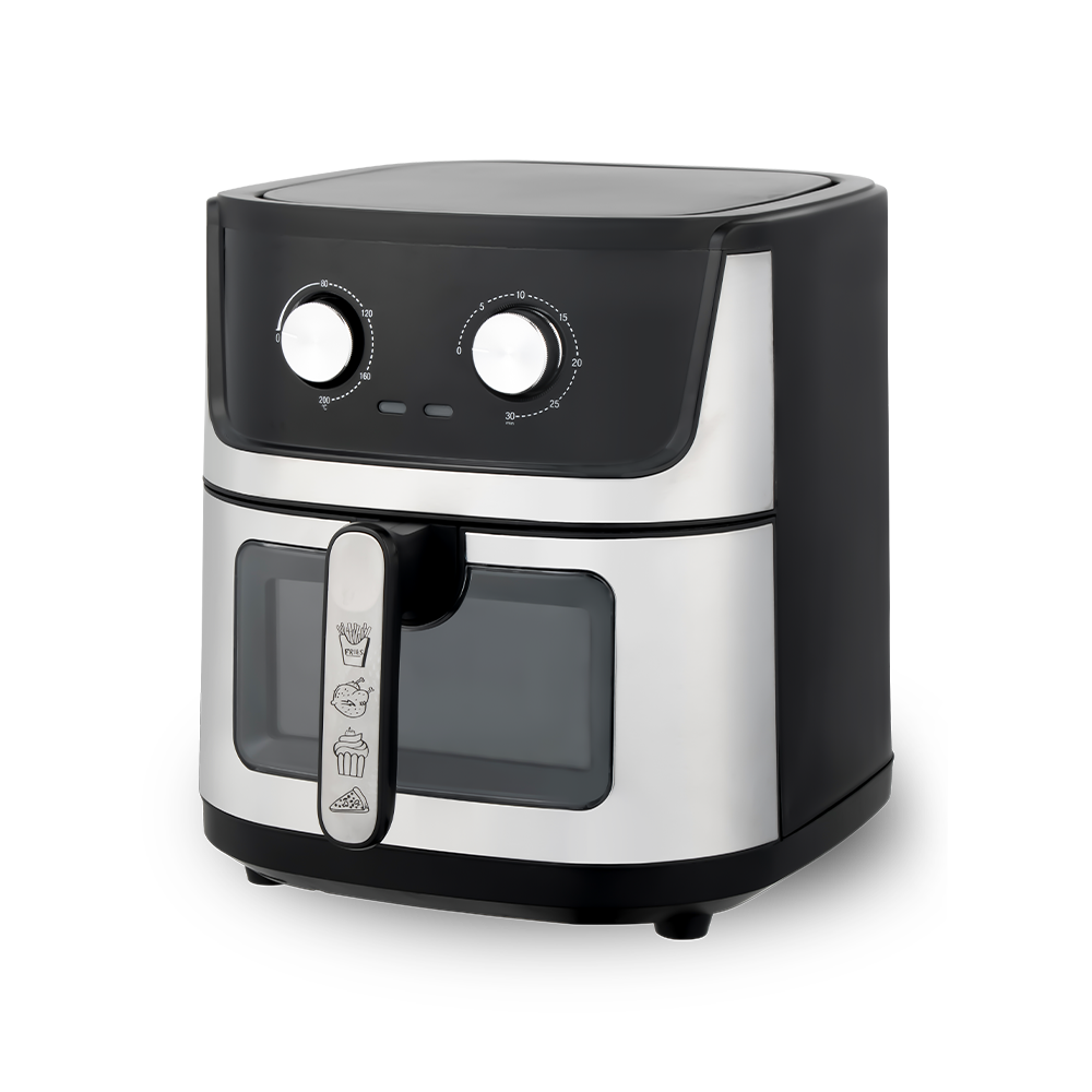 Fritadeira de ar visível de grande capacidade com controle rotativo